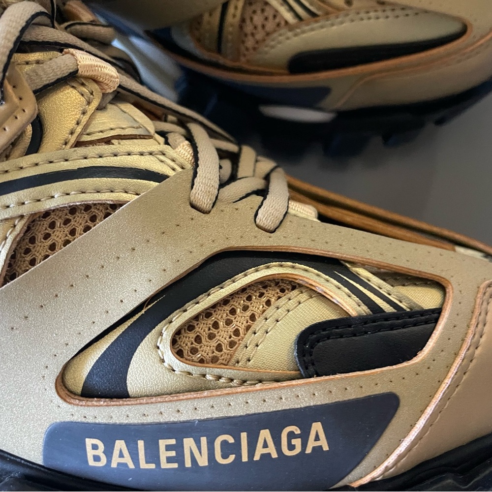 Size 10 - Balenciaga Track Trainer Metallic Gold